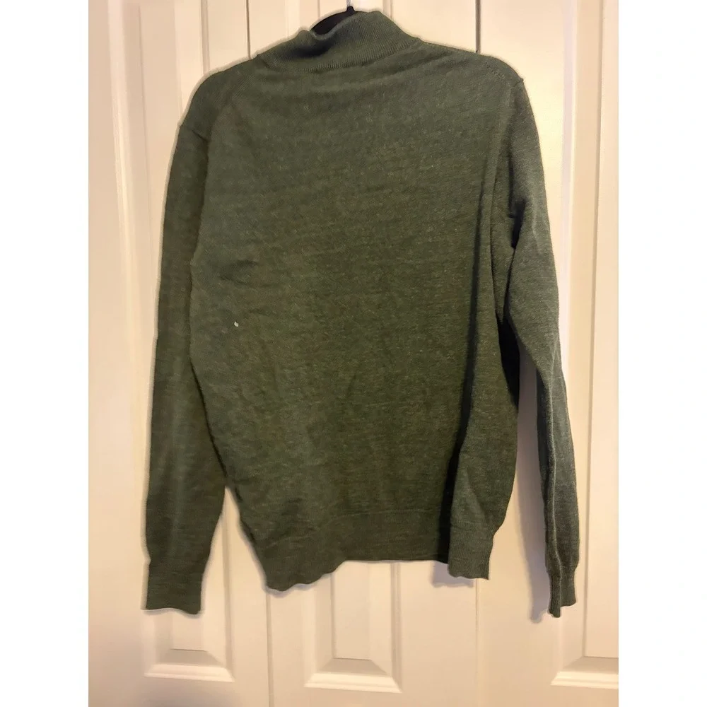 Jos A Bank 1905 Men Olive Green Cotton 1/4 Zip Pullover Sweater Size M‎